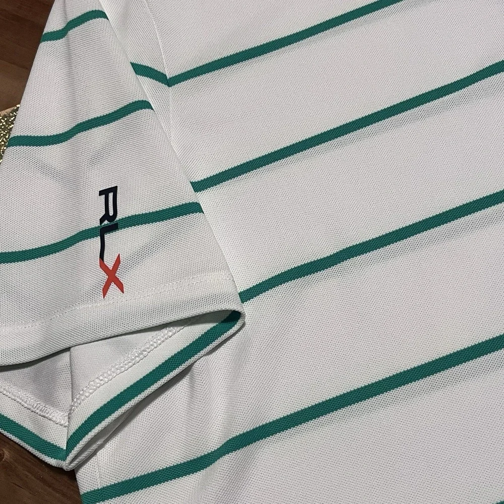 RLX Ralph Lauren Blue White Green Polo‎ Shirt PGA Championship Valhalla 2014 XL